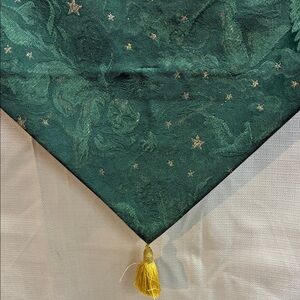 Green Table Runner with Gold Accents